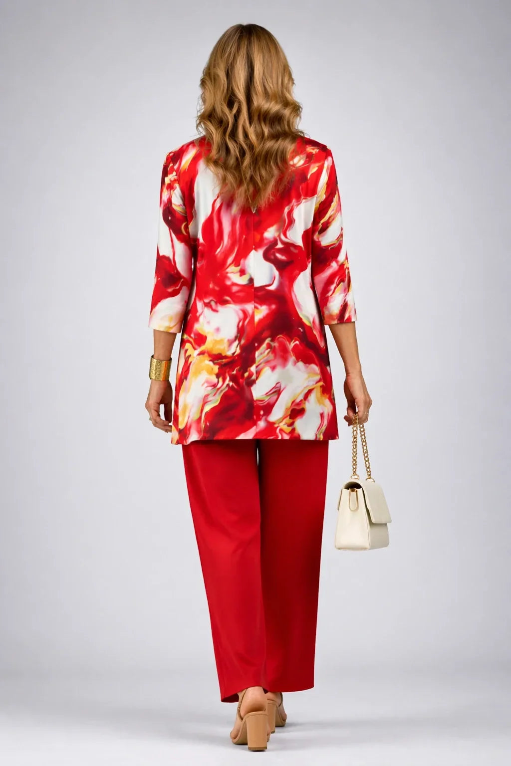Thea | Red Swirl-Print Three-Piece Outfit
