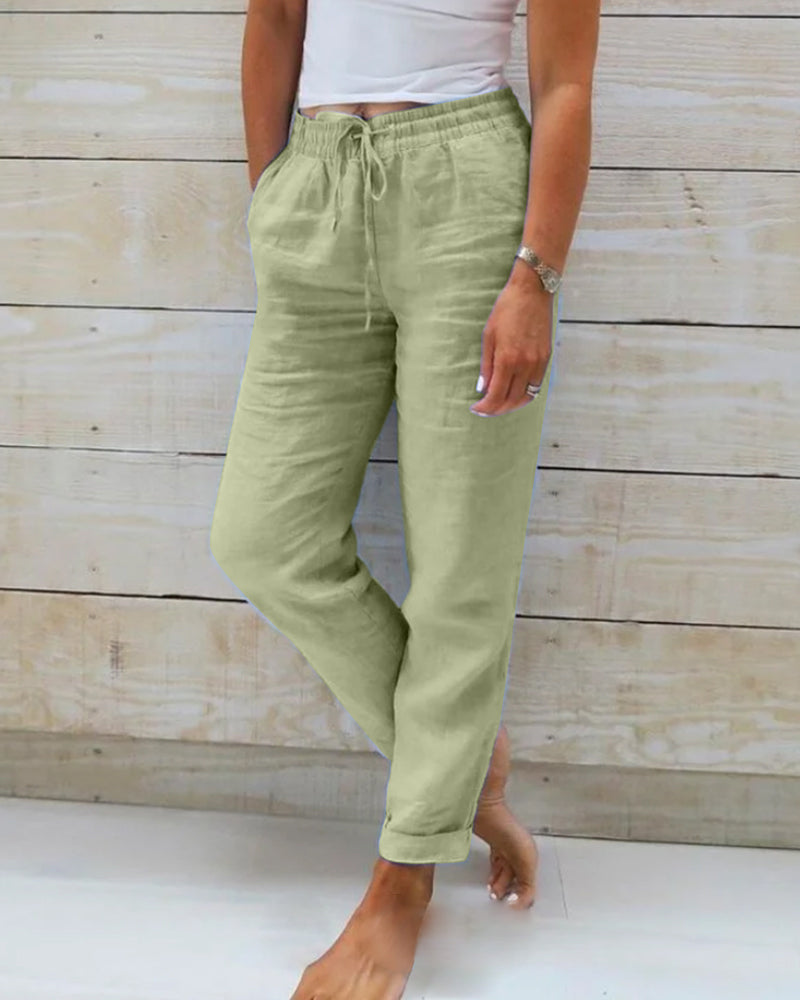 Allison | Tailored Linen-Cotton Trousers