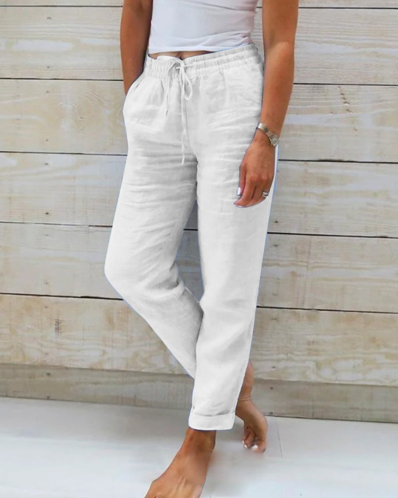 Allison | Tailored Linen-Cotton Trousers
