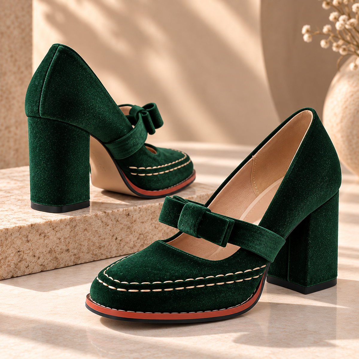 Bella Velvet Mary Jane Heels
