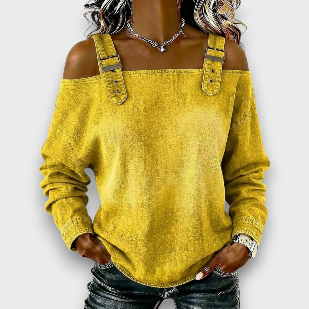 Elama – Top in Denim con Spalle Scoperte