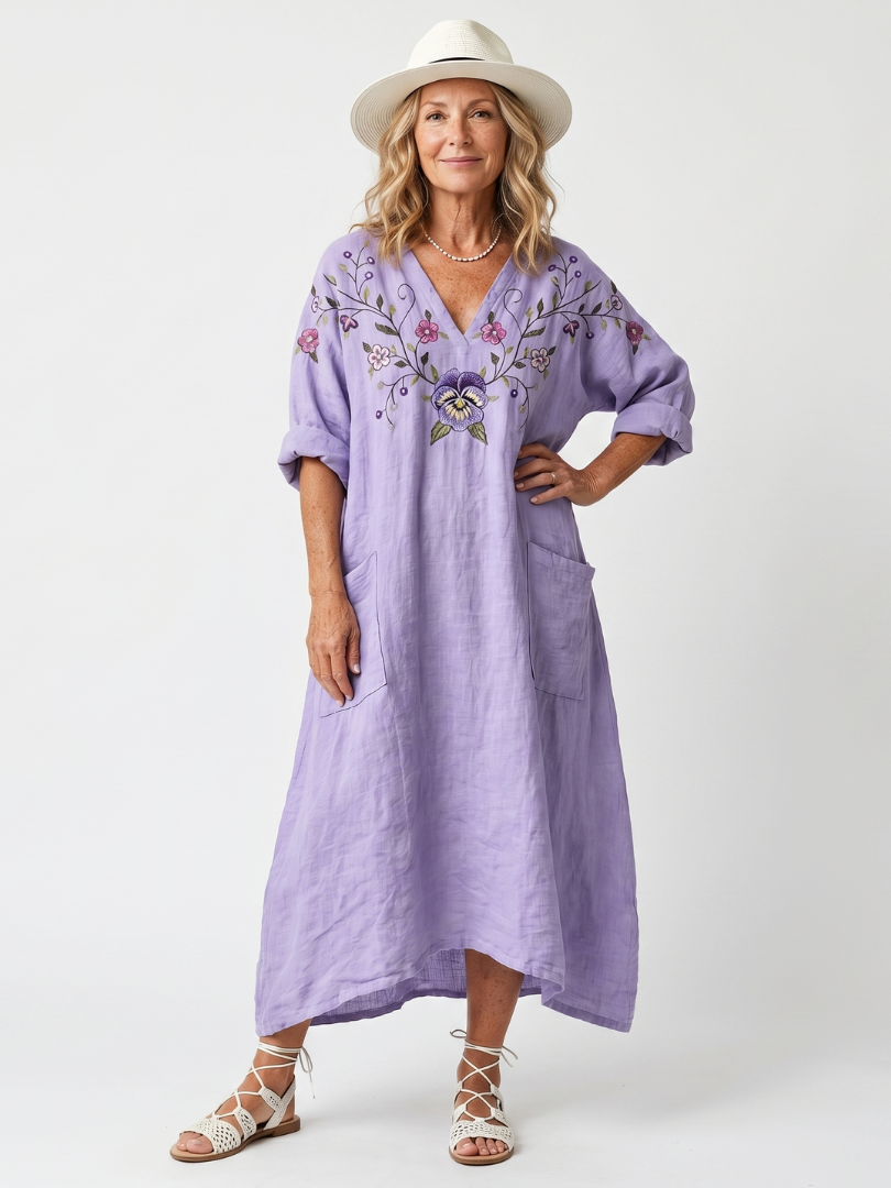 Avery | Floral Oversized Pocket Midi Dress