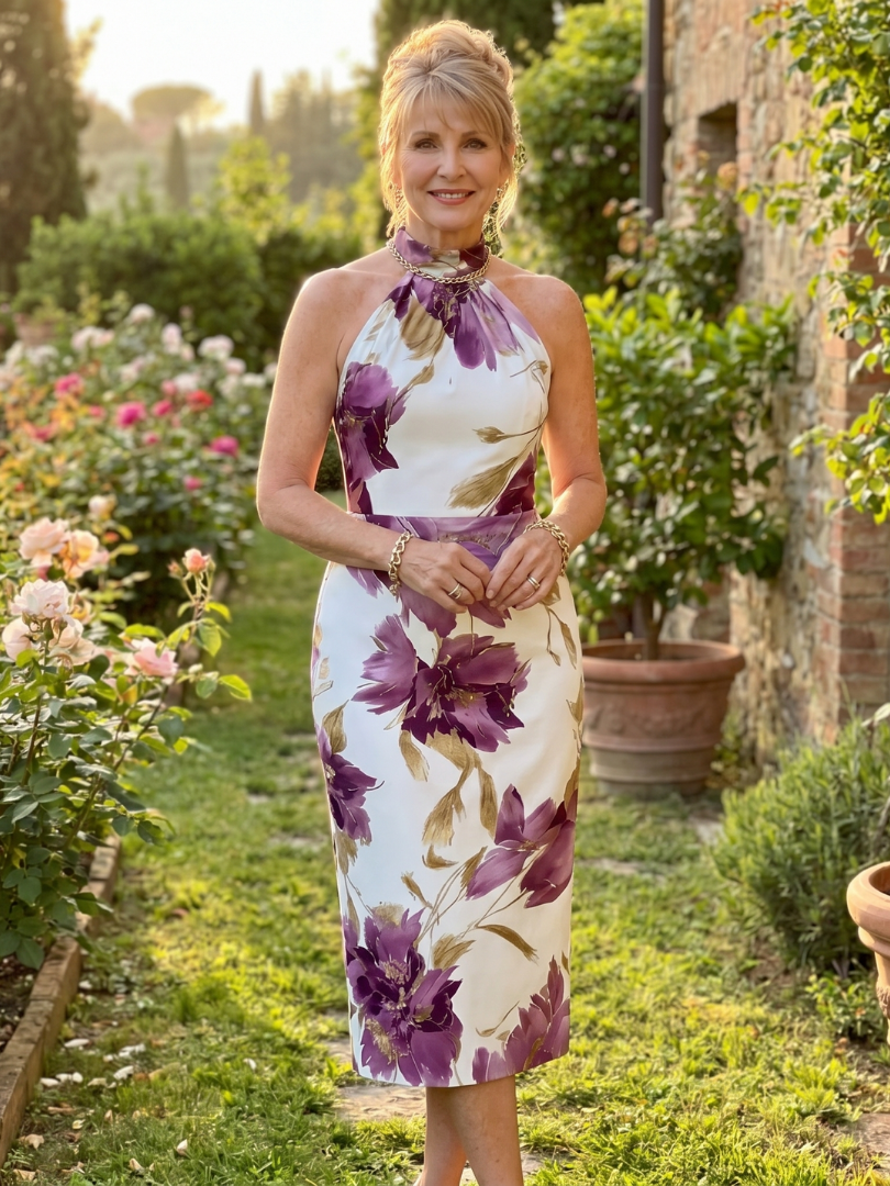 Zinnara | Halter Neck Floral Midi Dress