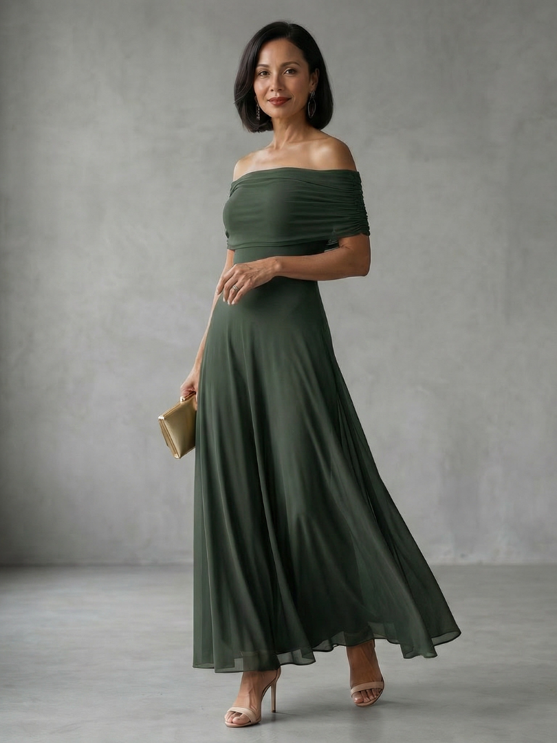 Giugno | Draped Off-Shoulder Midi Dress
