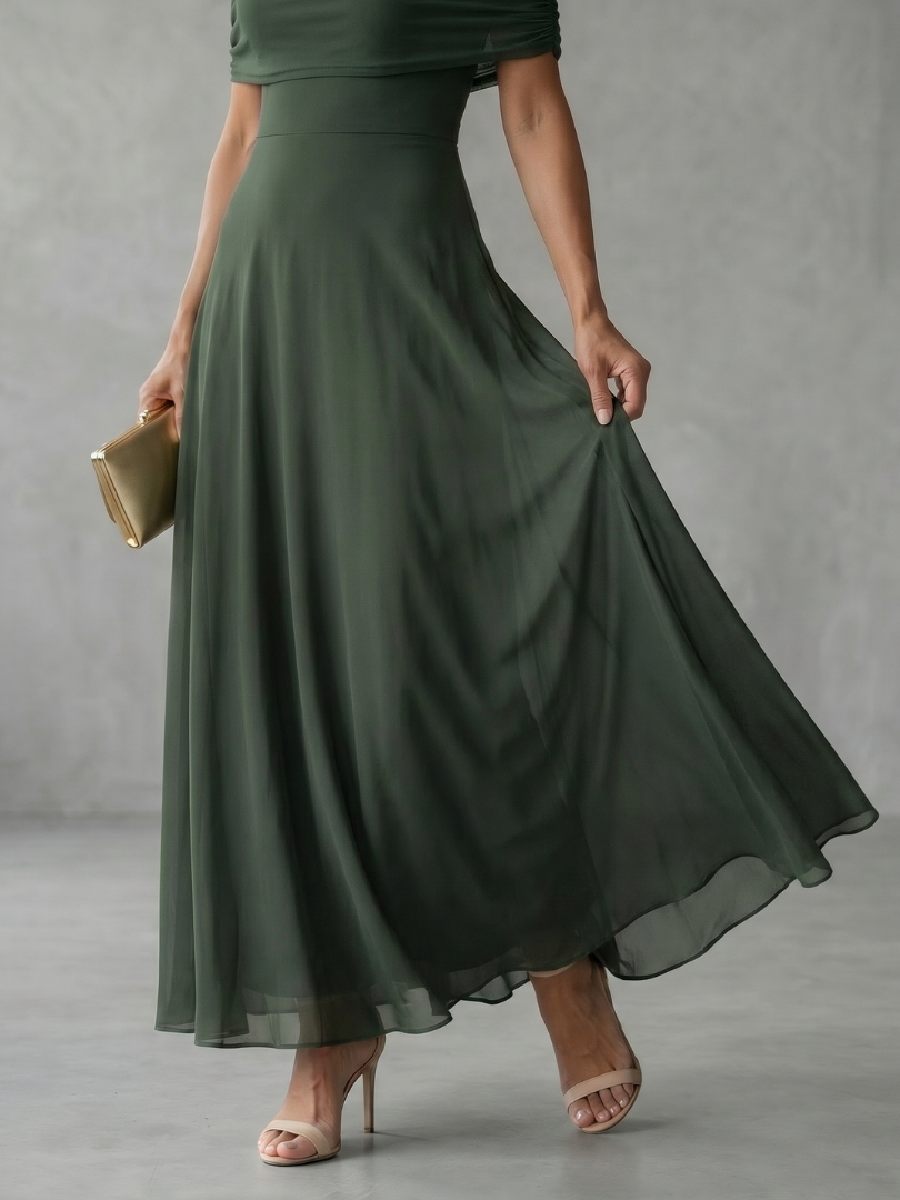 Giugno | Draped Off-Shoulder Midi Dress