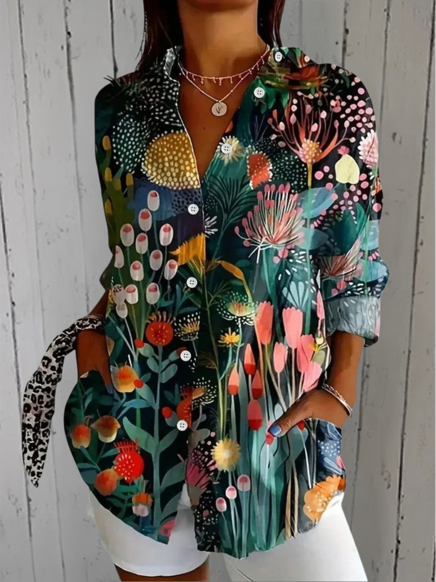 Angela | Painterly Button Blouse
