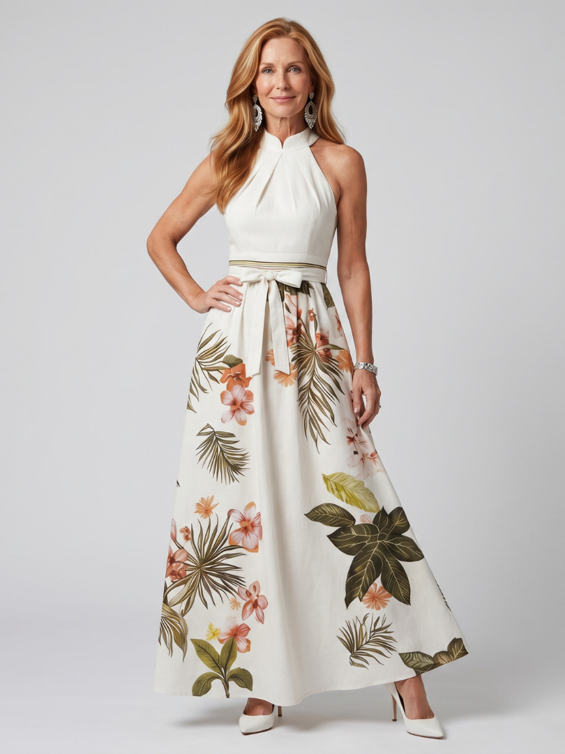 Prato | Botanical Panel Halter Maxi Dress