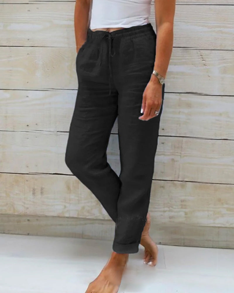 Allison | Tailored Linen-Cotton Trousers