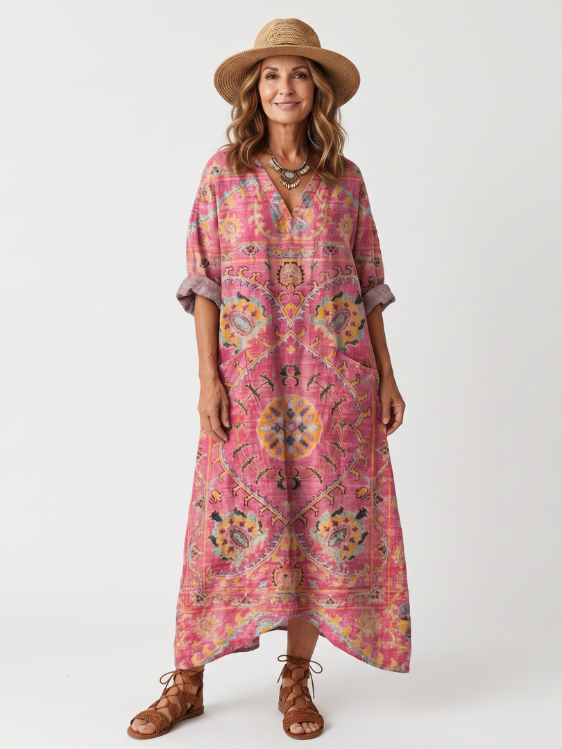 Taylor | Abstract Print Relaxed Pocket Midi Dress