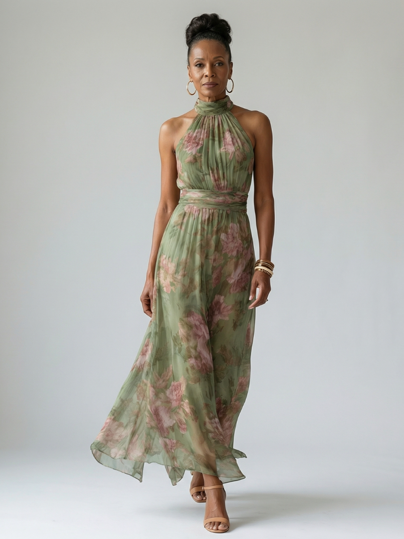 Mirelle | Gathered Drop-Neck Midi Dress