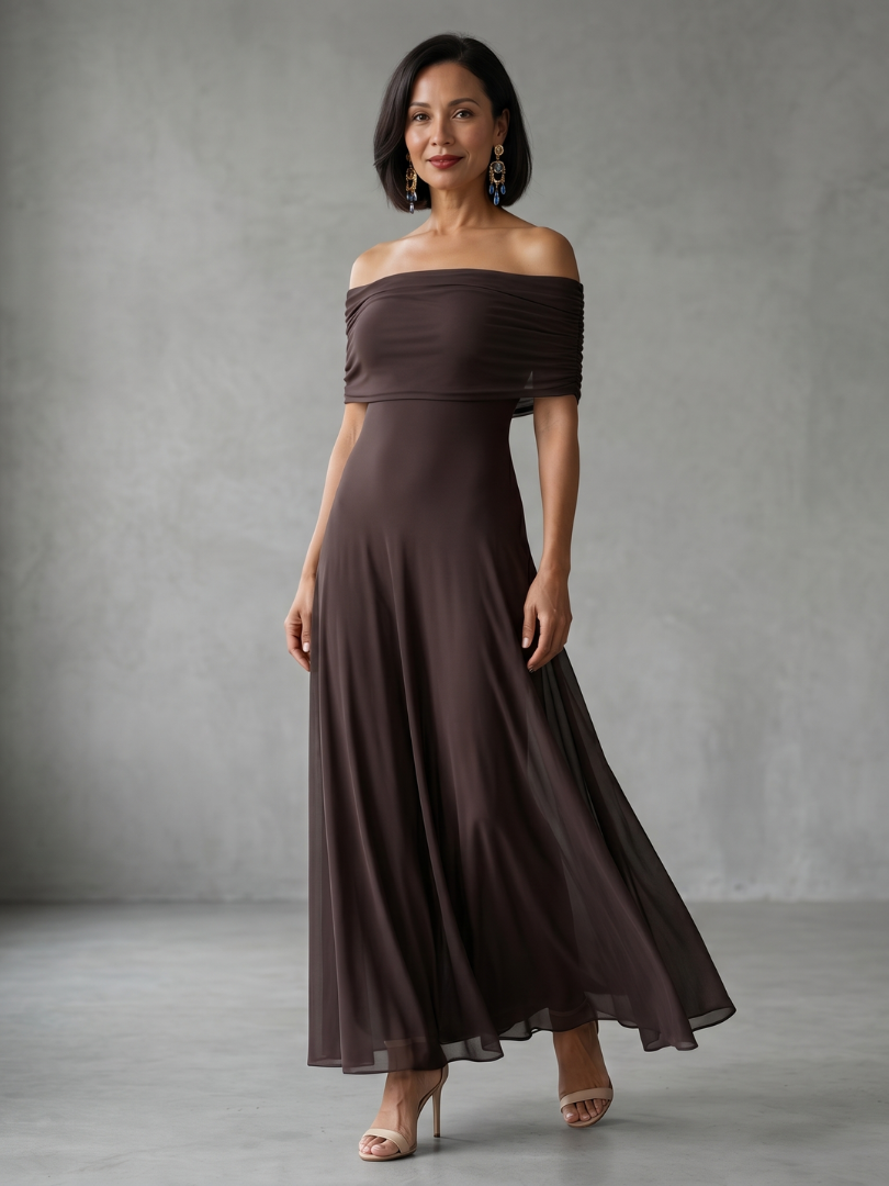 Giugno | Draped Off-Shoulder Midi Dress