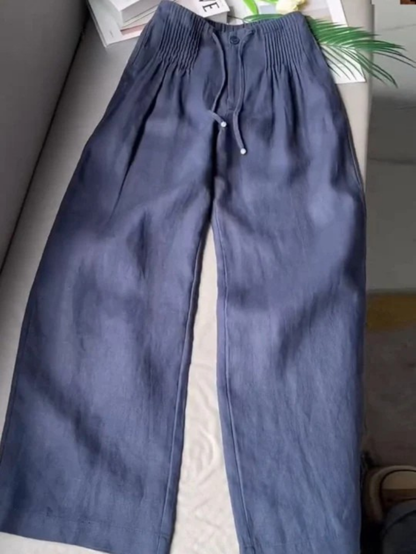 Camille | Cotton-Linen Wide Leg Trousers