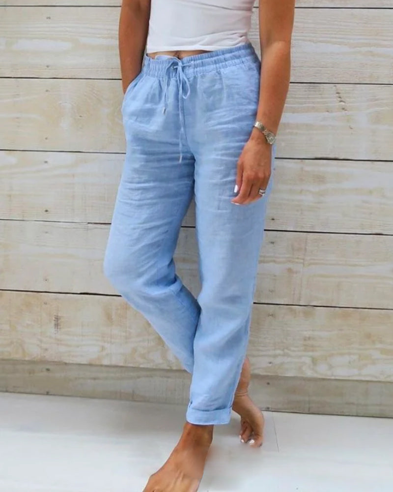 Allison | Tailored Linen-Cotton Trousers