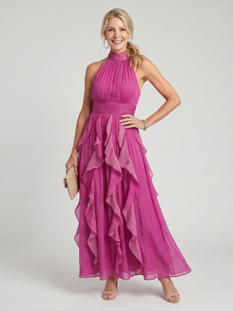 Orea | High Neck Tiered Ruffle Maxi Dress