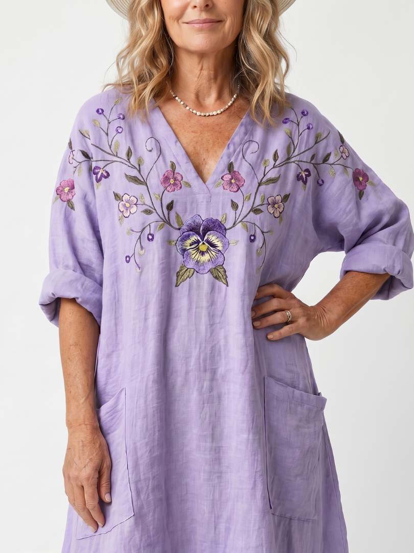 Avery | Floral Oversized Pocket Midi Dress