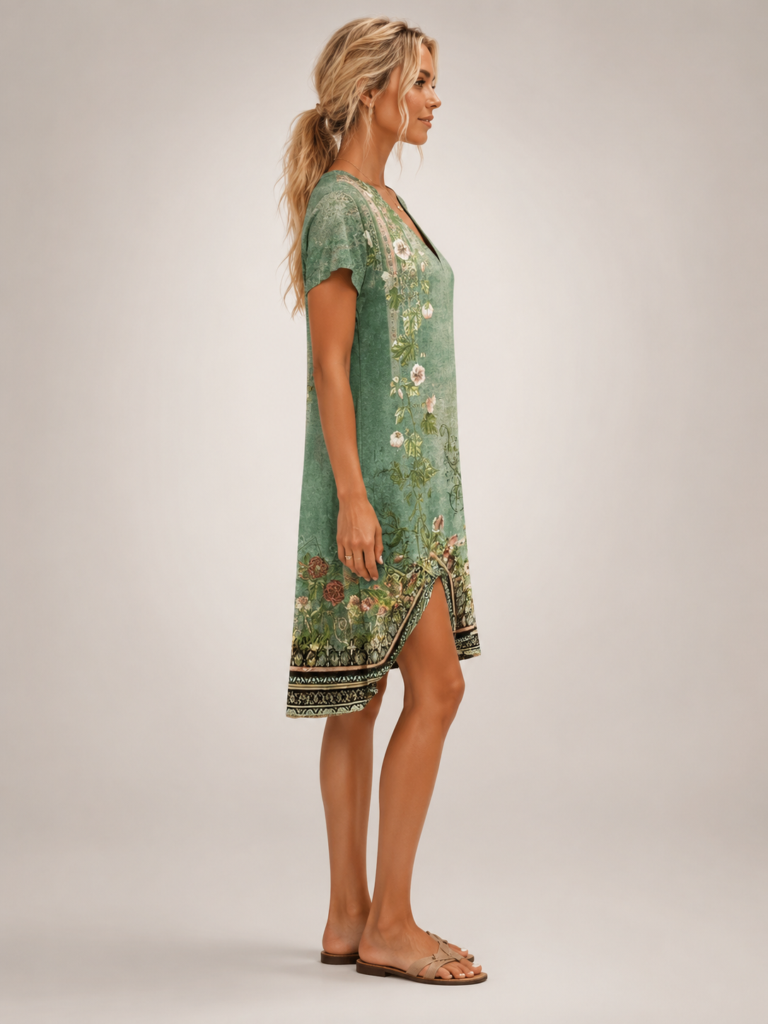 Klara | Abito mini a camicia floreale con scollo a V