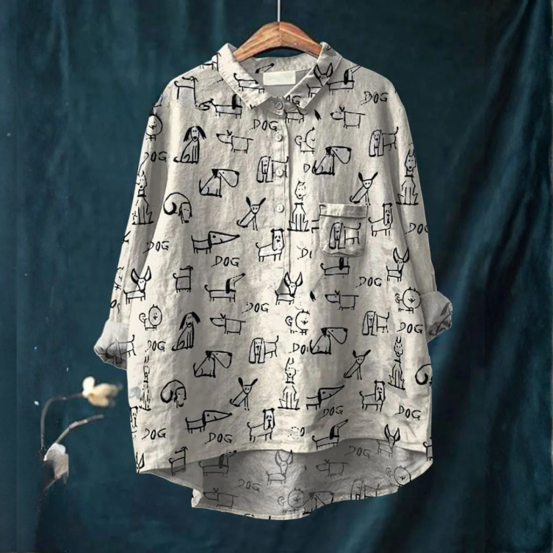 Clara™ | Blusa in Lino Senza Tempo con Motivo
