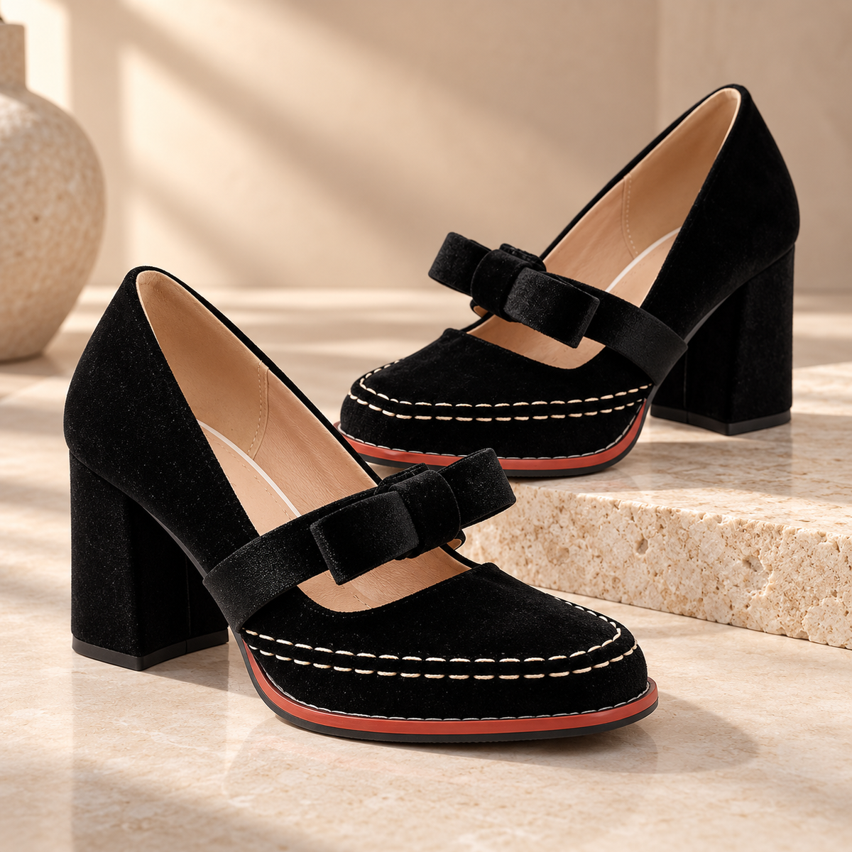 Bella Velvet Mary Jane Heels