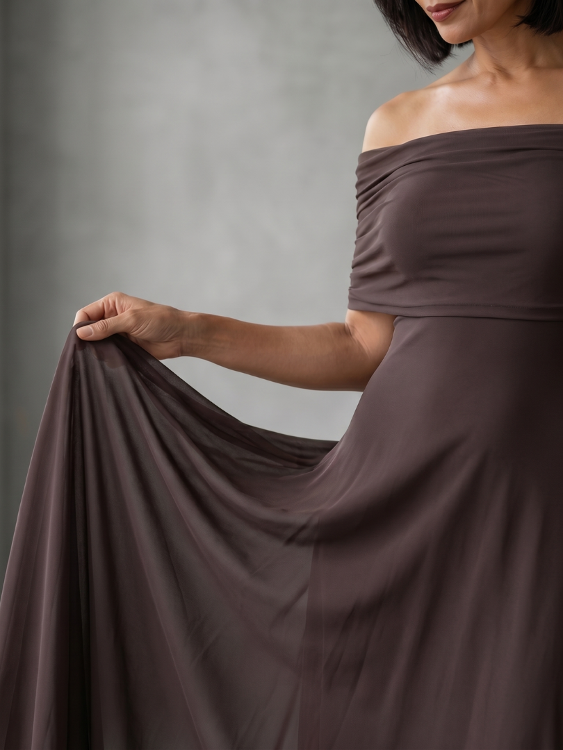 Giugno | Draped Off-Shoulder Midi Dress