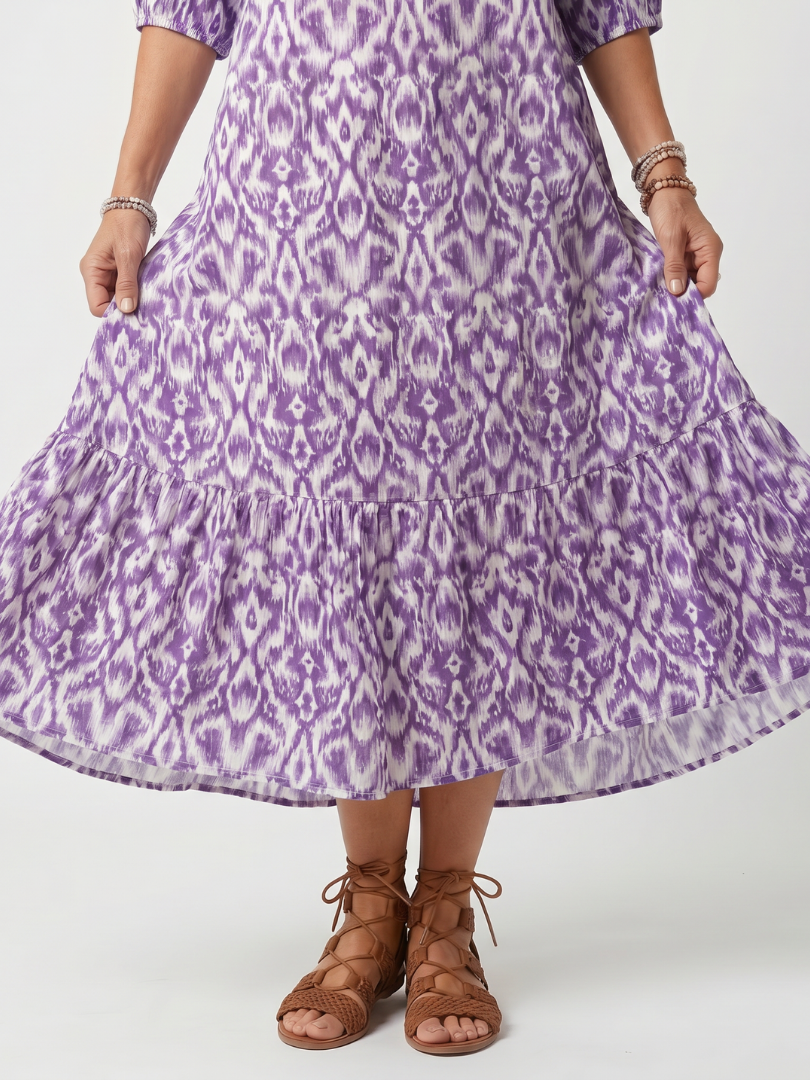 Penelope | Printed Tassel-Tie Midi Dress