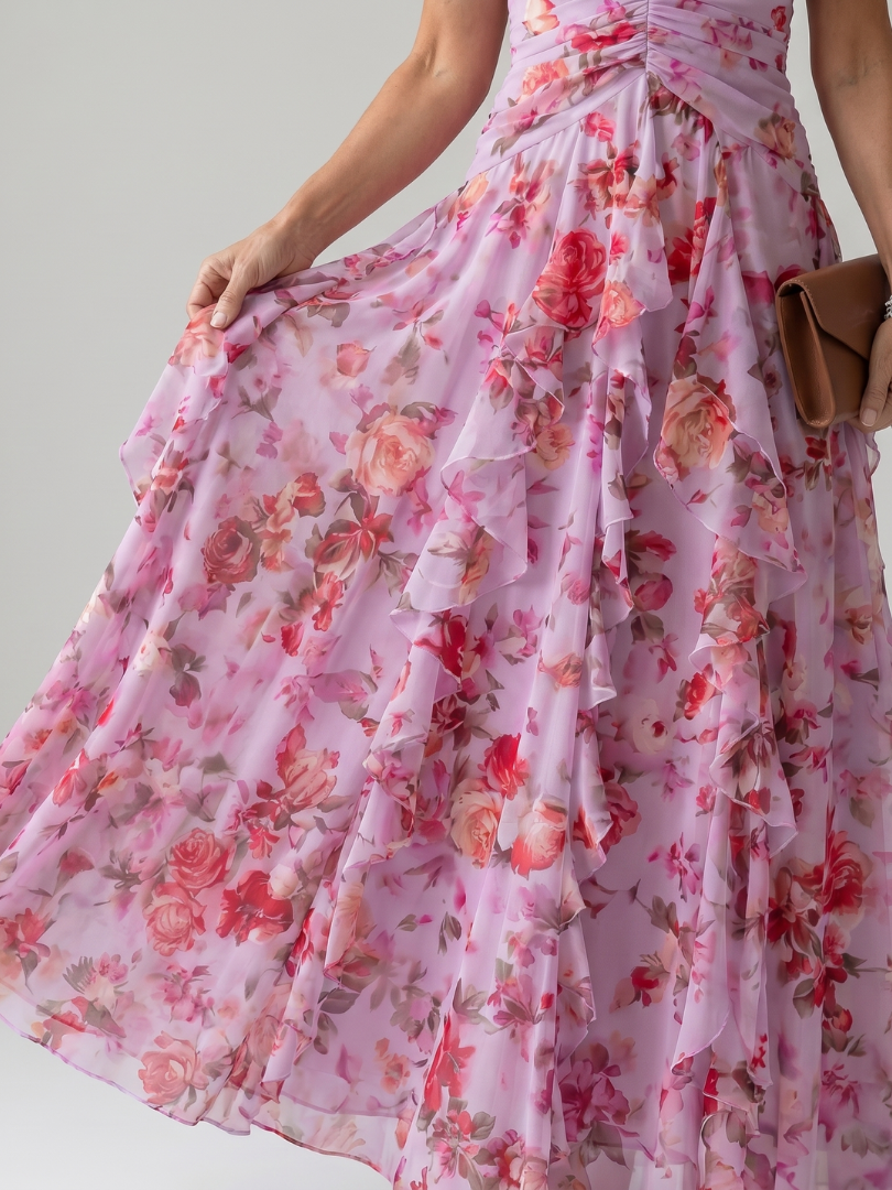 Nori | Gathered Halter Floral Maxi Dress