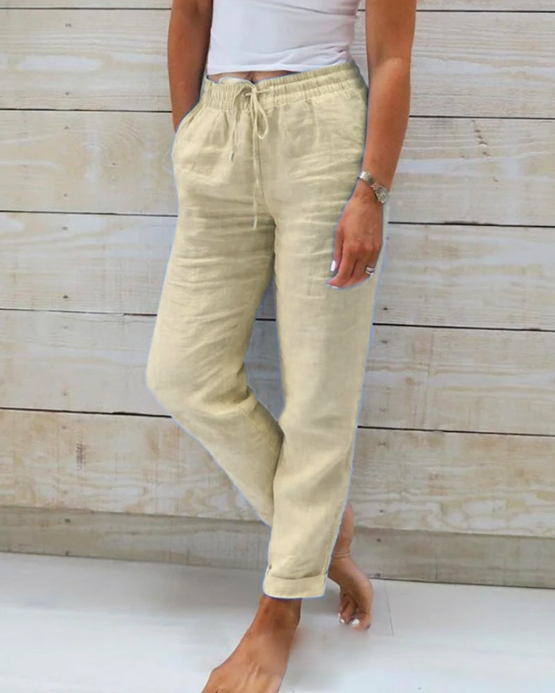 Allison | Tailored Linen-Cotton Trousers