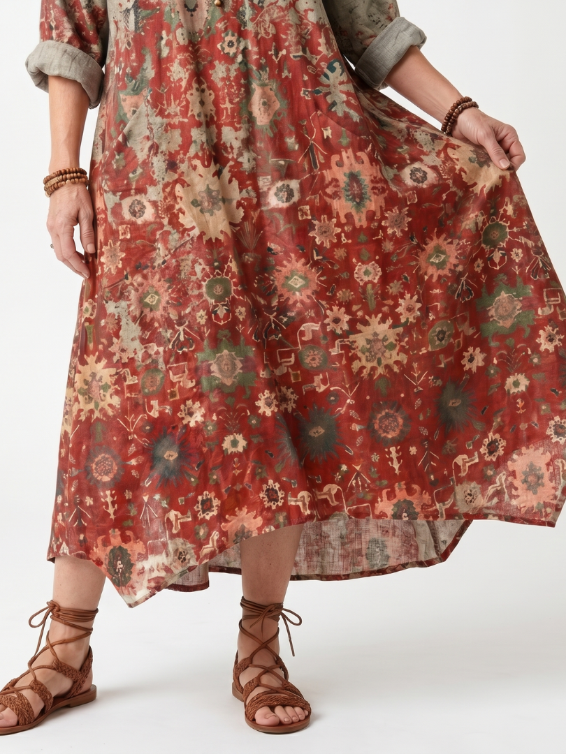 Savannah | Mixed Pattern Relaxed Pocket Midi Dress