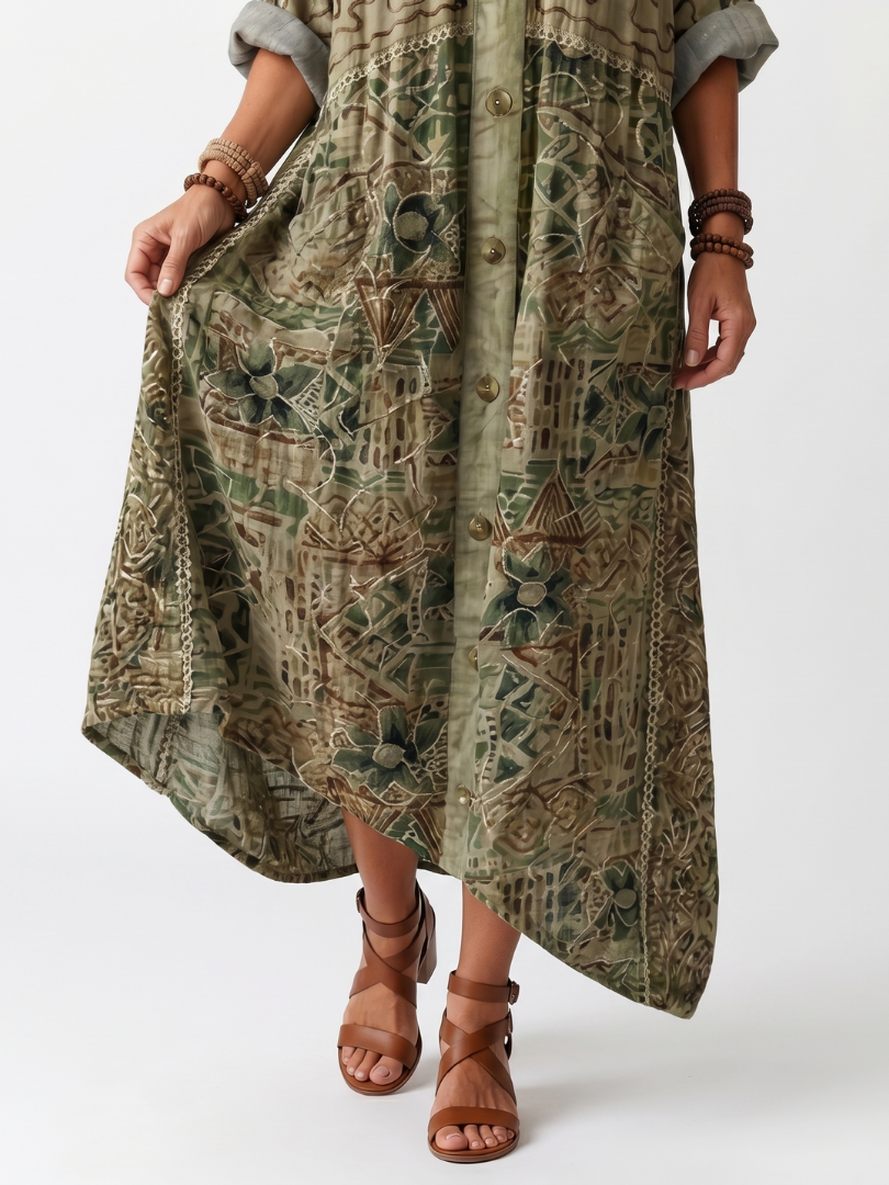 Allison | Button-Front Oversized Pocket Midi Dress