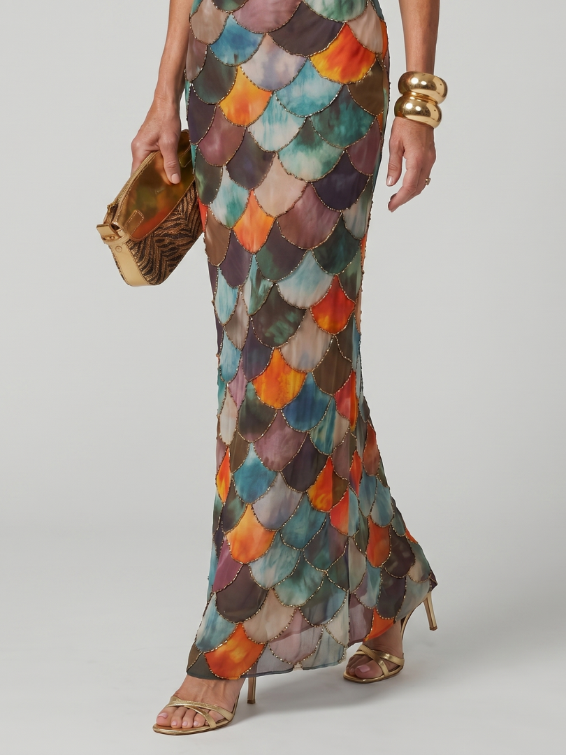 Larkin | Multicolor Scallop Maxi Dress