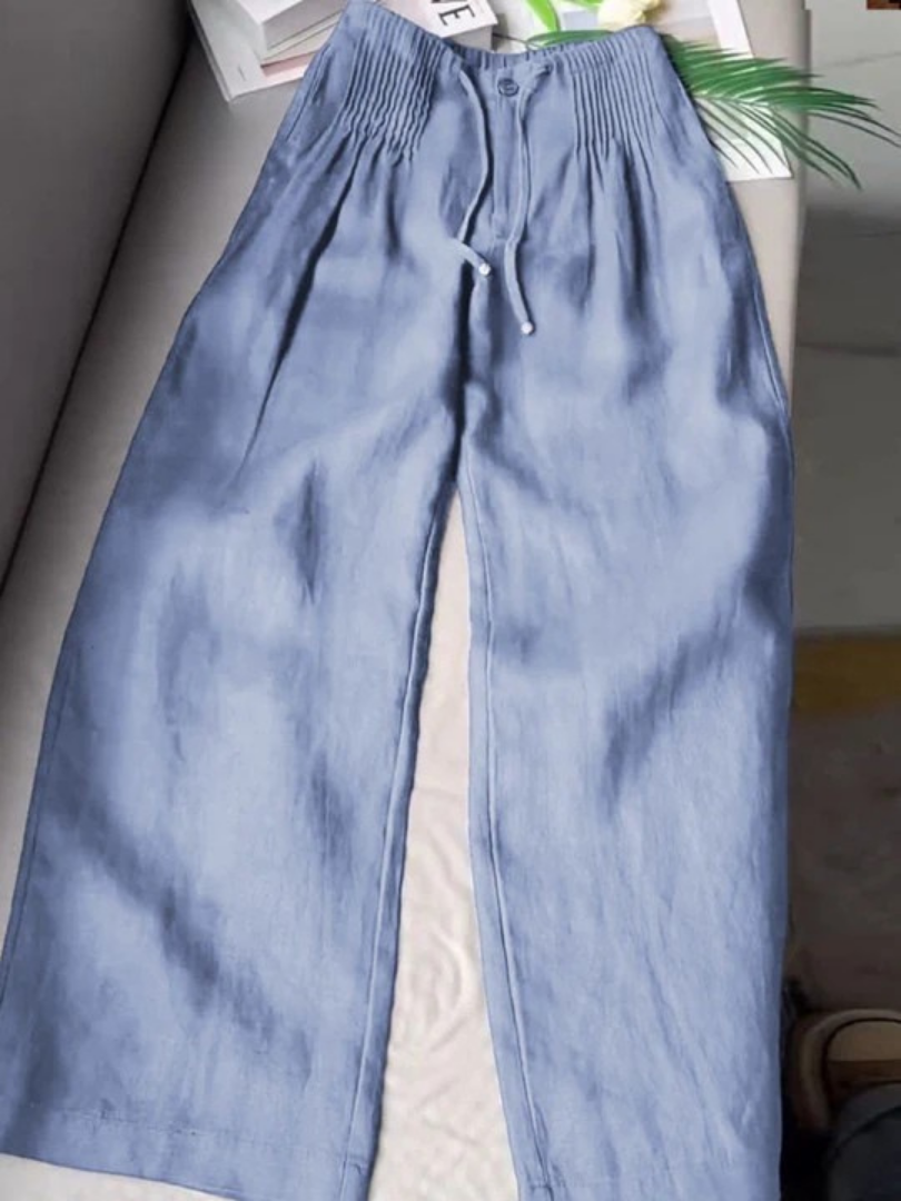 Camille | Cotton-Linen Wide Leg Trousers