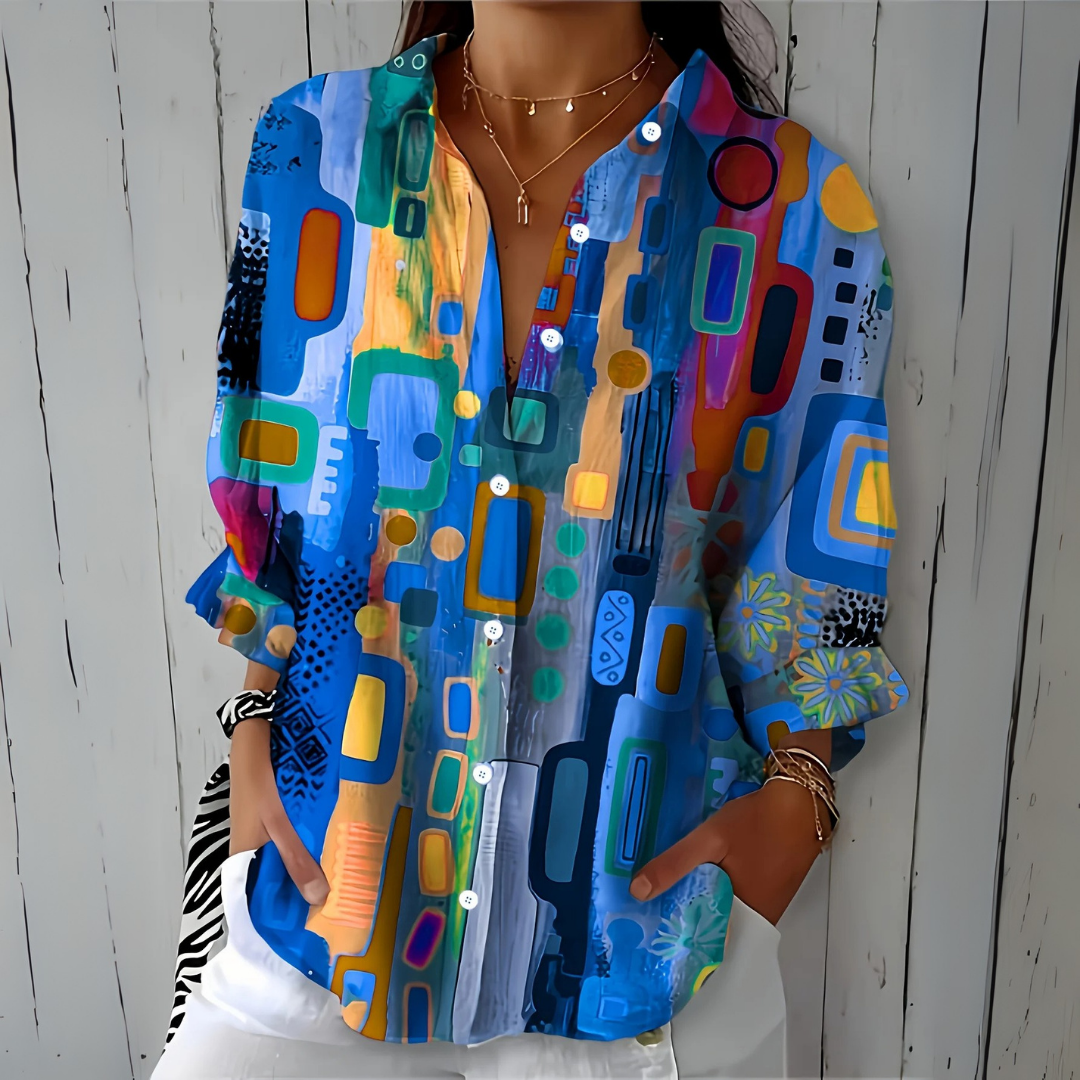 Catalina | Vivid Artistic Button Blouse