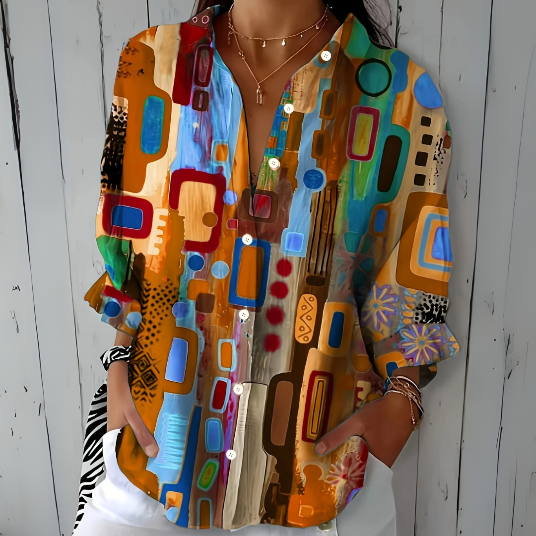 Catalina | Vivid Artistic Button Blouse