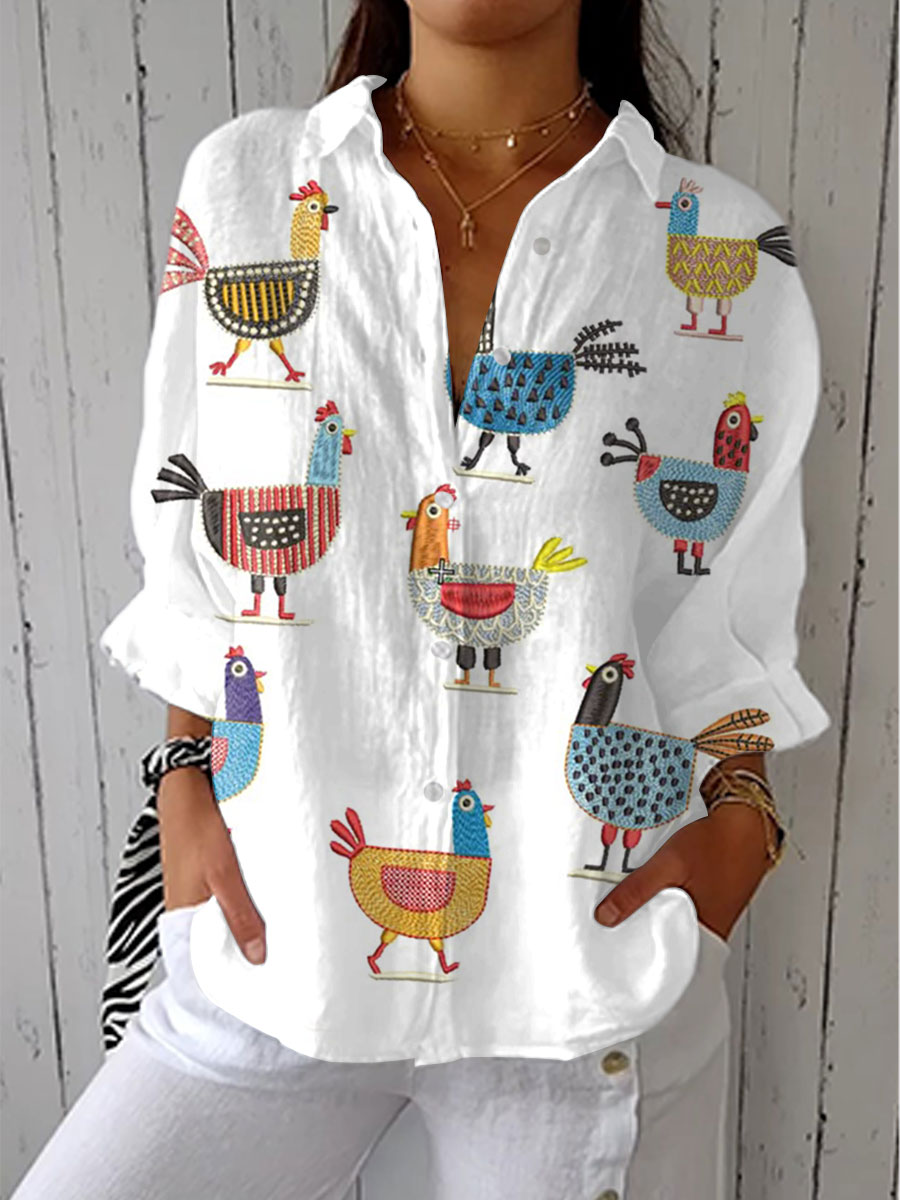 Ingrid | Hen Print Blouse