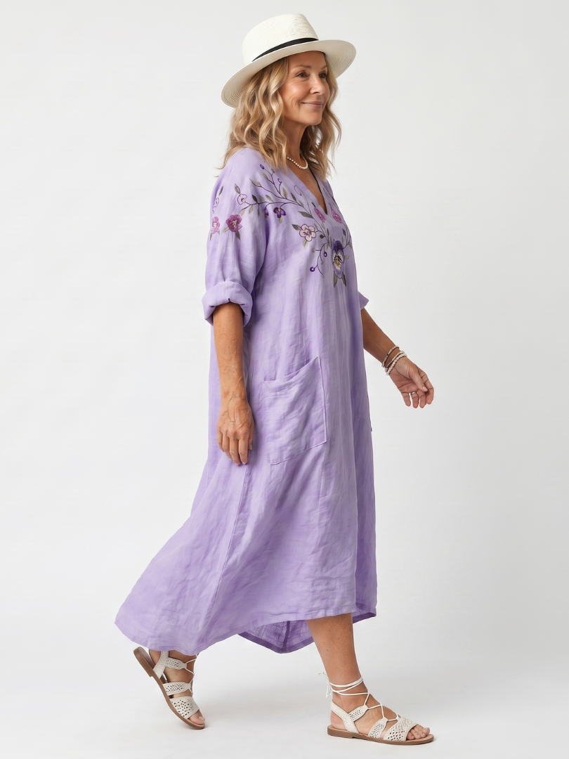 Avery | Floral Oversized Pocket Midi Dress