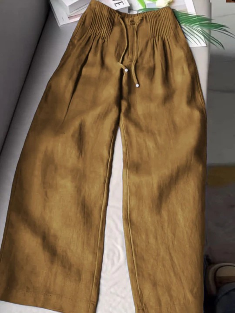 Camille | Cotton-Linen Wide Leg Trousers