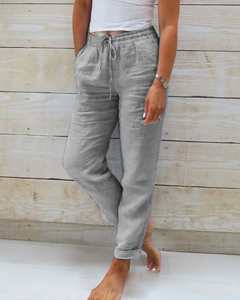Allison | Tailored Linen-Cotton Trousers