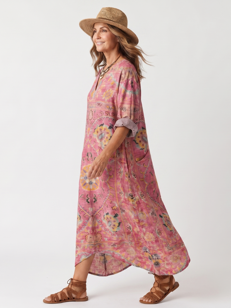 Taylor | Abstract Print Relaxed Pocket Midi Dress