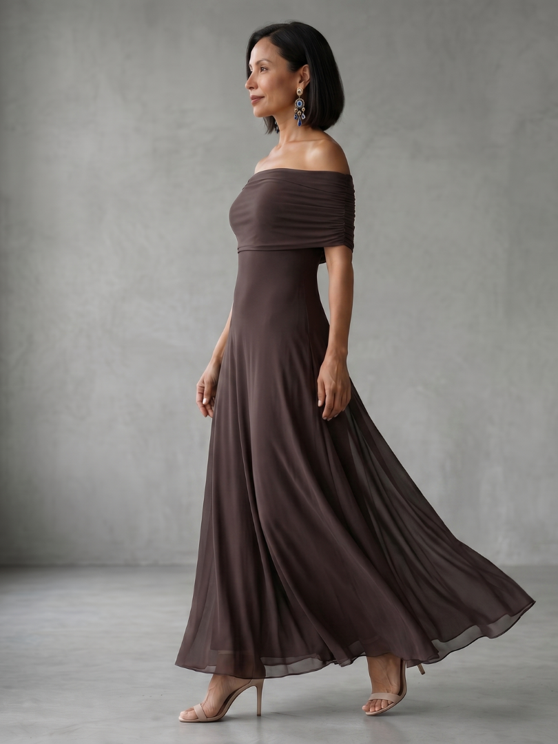 Giugno | Draped Off-Shoulder Midi Dress