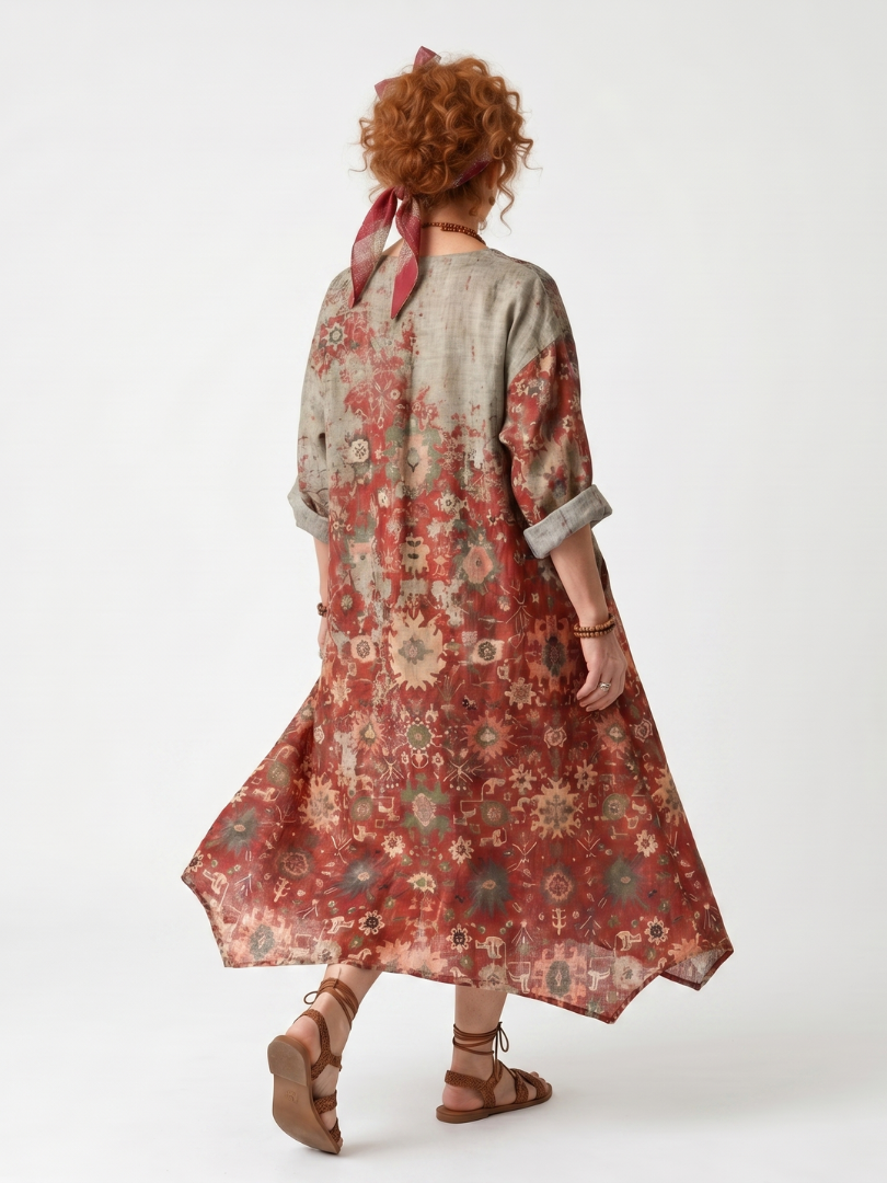 Savannah | Mixed Pattern Relaxed Pocket Midi Dress