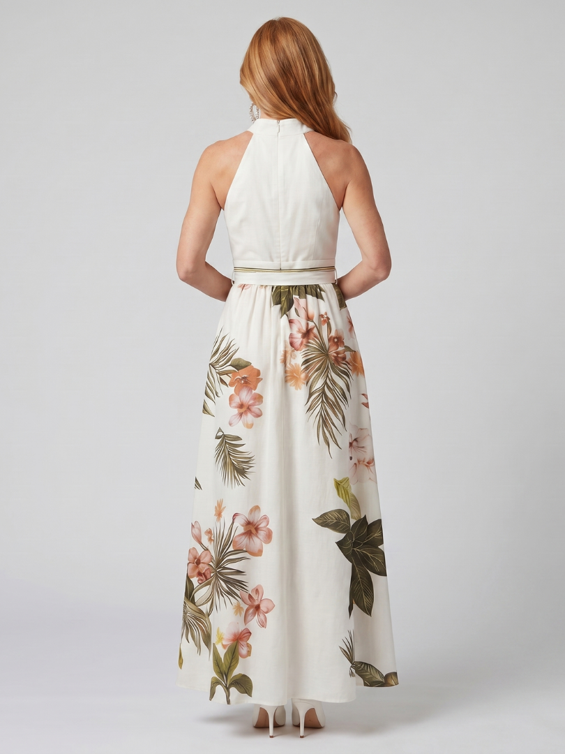 Prato | Botanical Panel Halter Maxi Dress