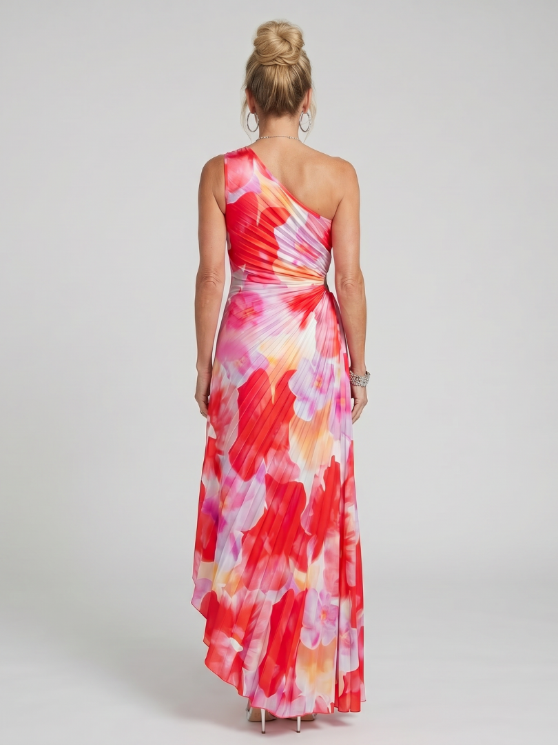 Taya | Off-Shoulder Pleated Bodice Midi Dress