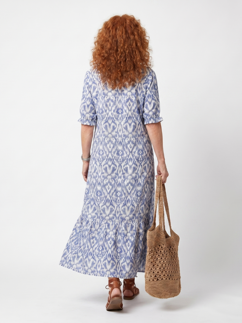 Olivia | Tassel-Tie Neck Printed Midi Dress