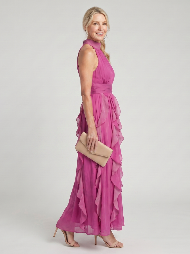 Orea | High Neck Tiered Ruffle Maxi Dress