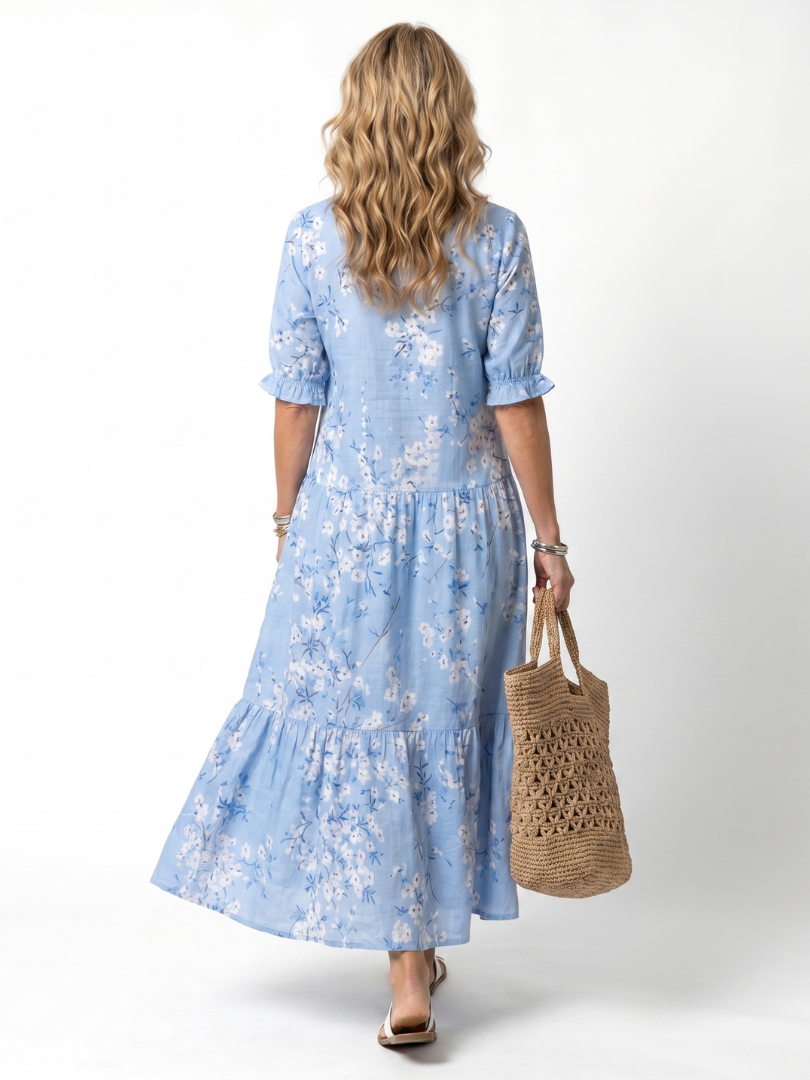 Audrey | Floral Print Tassel-Tie Midi Dress