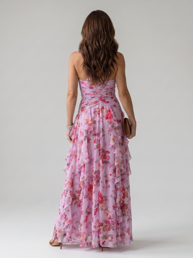 Nori | Gathered Halter Floral Maxi Dress