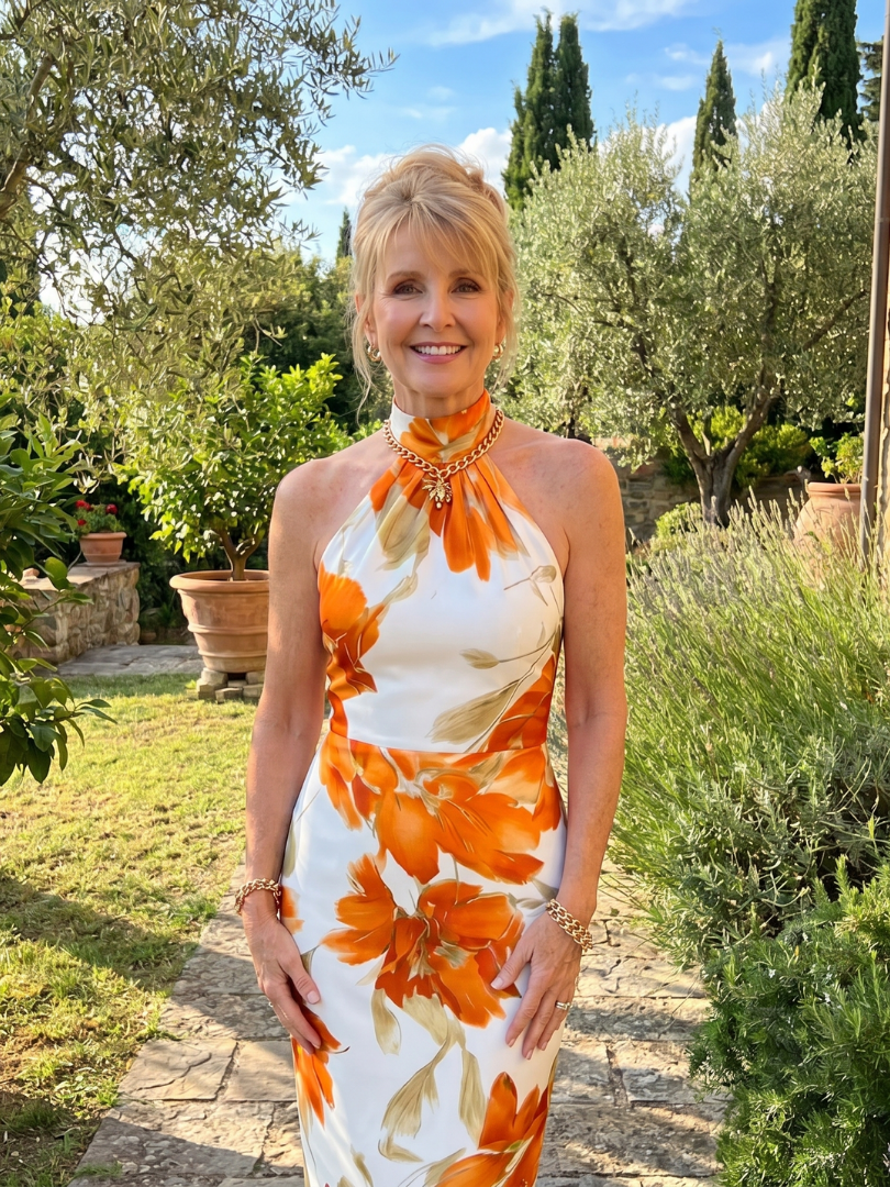 Zinnara | Halter Neck Floral Midi Dress