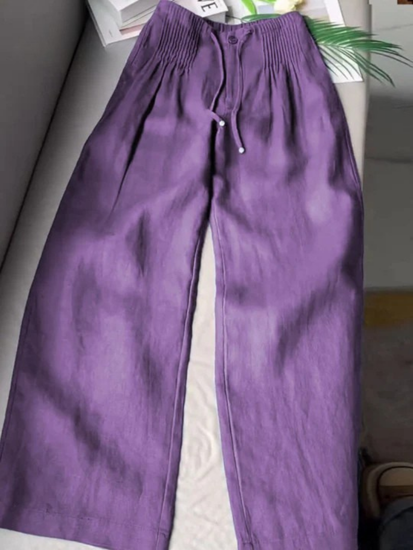 Camille | Cotton-Linen Wide Leg Trousers