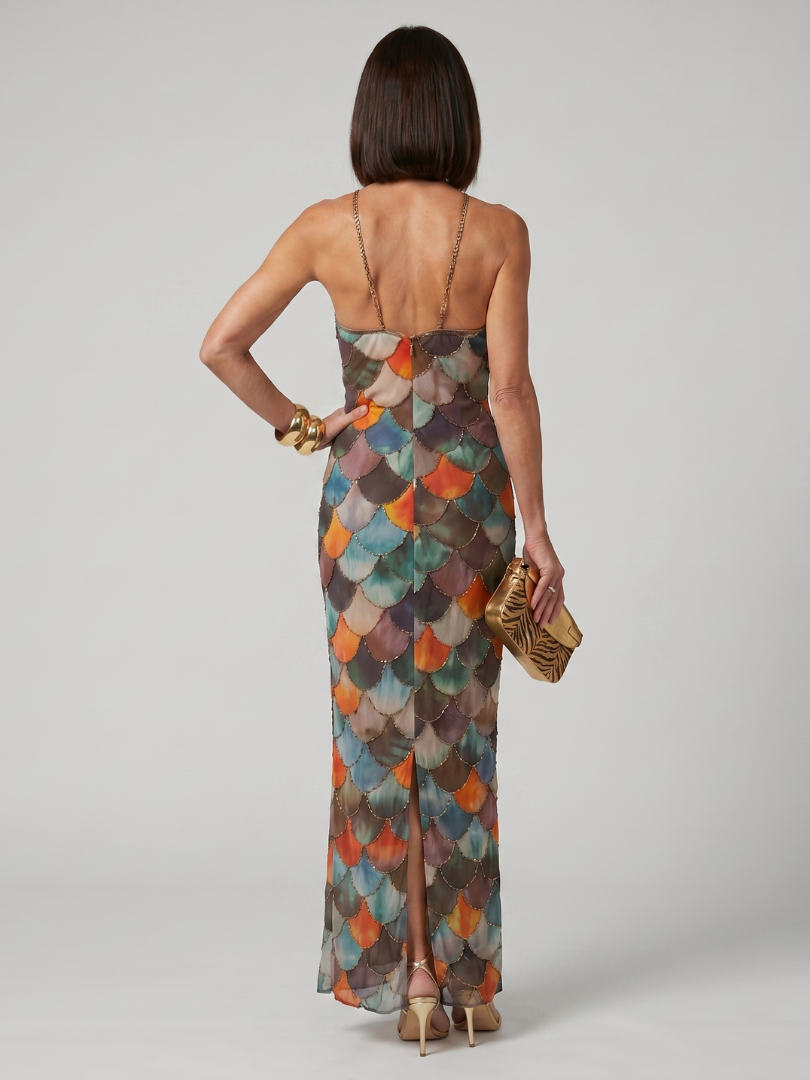 Larkin | Multicolor Scallop Maxi Dress