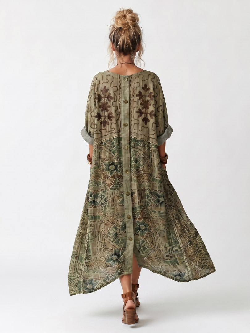 Allison | Button-Front Oversized Pocket Midi Dress