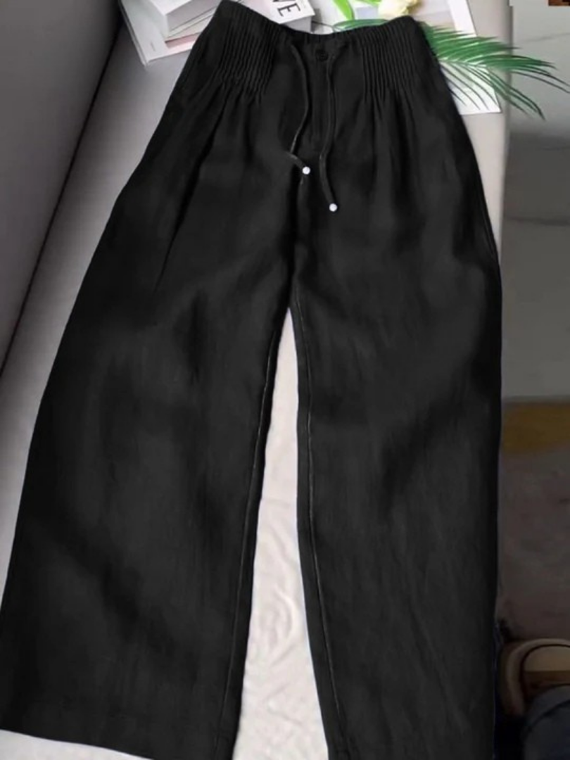 Camille | Cotton-Linen Wide Leg Trousers